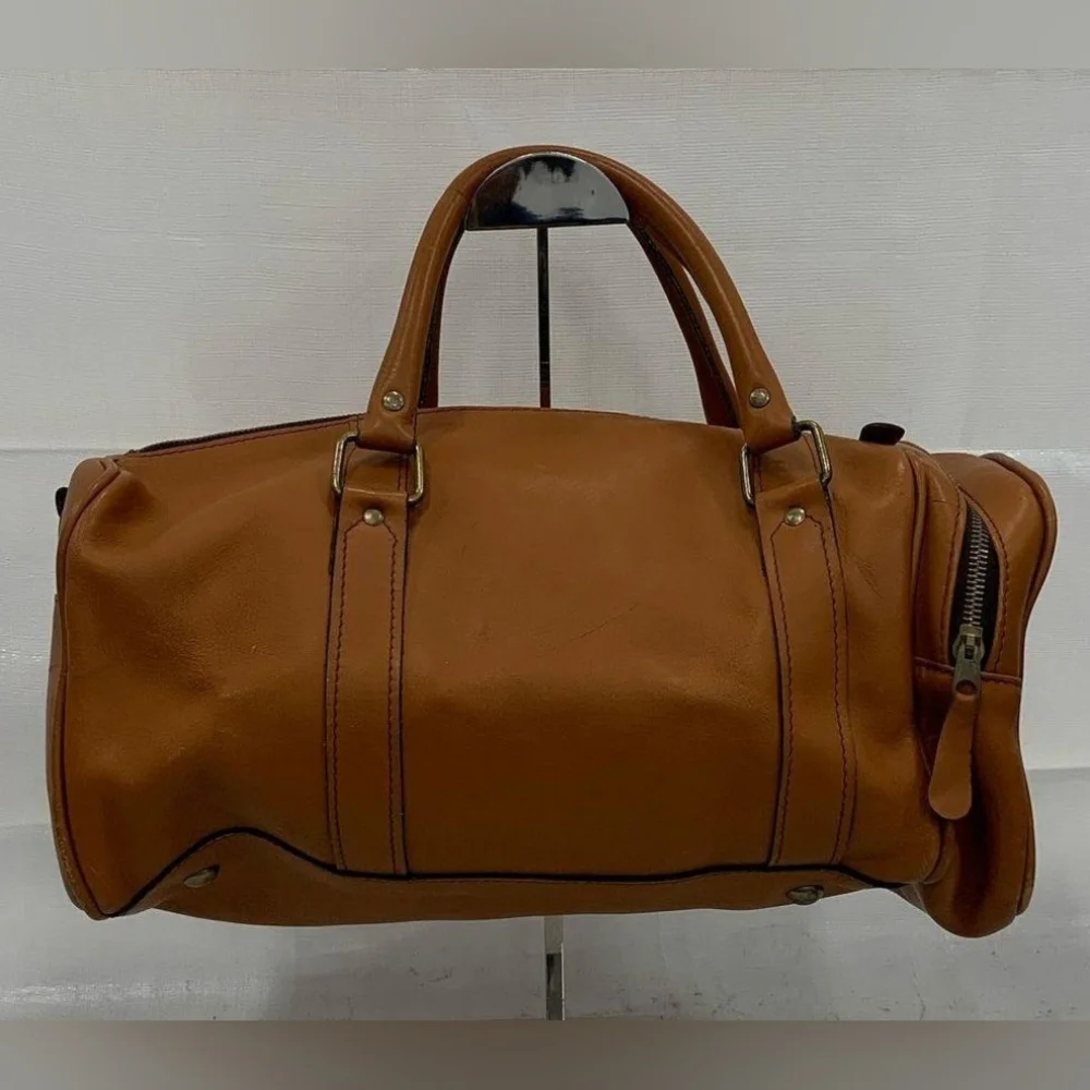VINTAGE 1970's CONDOR BRITISH TAN LEATHER OVERNIGHT DUFFEL GYM BAG ARCHIVE PIECE